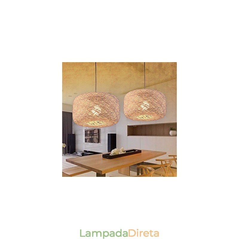 Lustre de moda europeu moderno e minimalista para casa com bolas de vime