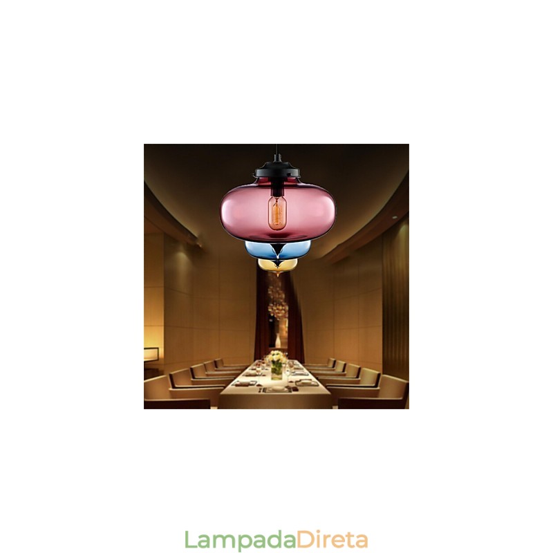 Luminária pendente de vidro retrô criativa de cabeça única Café In The Goldfish Bowl