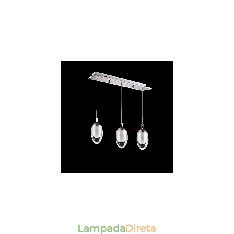 Luminária pendente moderna contemporânea em metal cromado