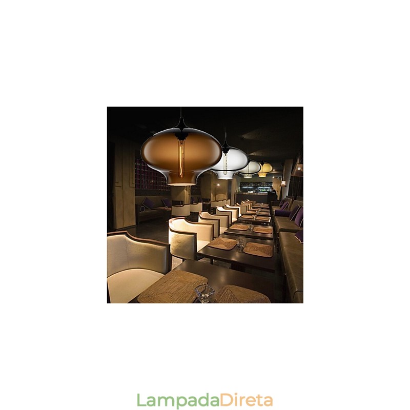Luminária pendente de vidro retrô criativa de cabeça única Café In The Goldfish Bowl