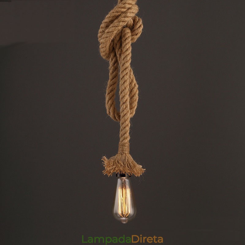1 Luz DIY Arte Corda de Cânhamo Luz Criativa Corda de Cânhamo Lustre Longo 100cm Enviar 1 Lâmpada