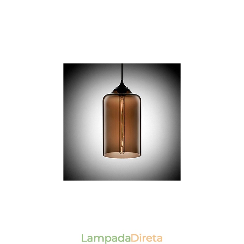 Garrafa Design Pendente 1 Luz Conciso Ferro Pintura