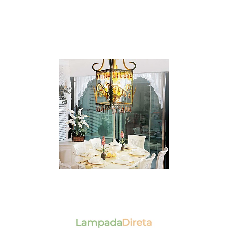 Lâmpada de concha retangular tipo rural da Europa, lâmpada de varanda, estilo americano
