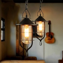 Luminária pendente de metal com pintura estilo retrô mini
