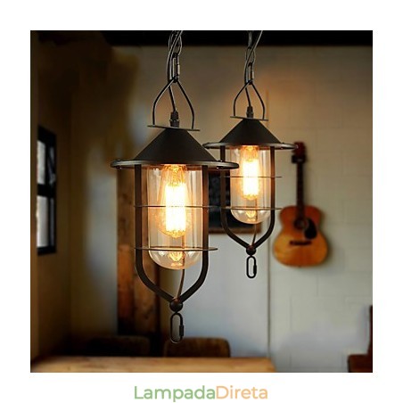 Luminária pendente de metal com pintura estilo retrô mini Luminária pendente de metal com pintura estilo retrô mini