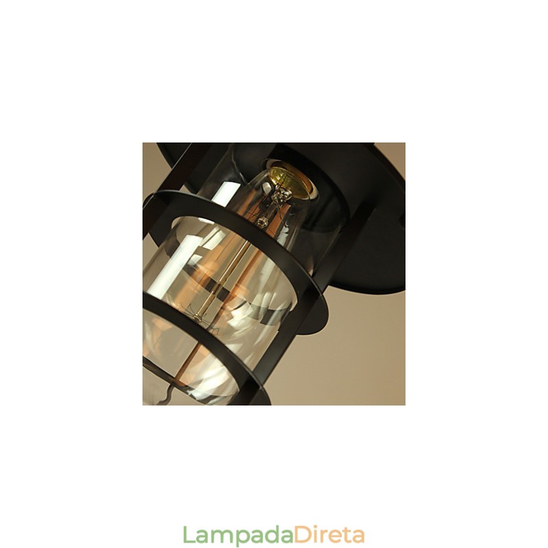 Luminária pendente de metal com pintura estilo retrô mini