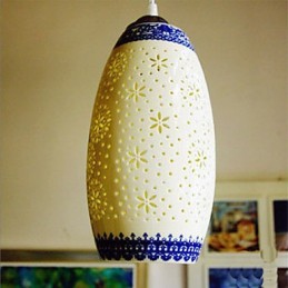 Lâmpada de cerâmica retrô lâmpada escada azul lustre de cabeça única criativo