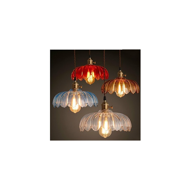 O lustre de vidro florido Retro Old Shanghai com tampa de cobre