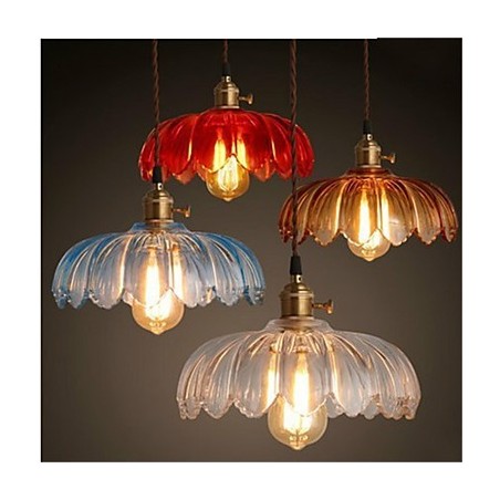 O lustre de vidro florido Retro Old Shanghai com tampa de cobre O lustre de vidro florido Retro Old Shanghai com tampa de cobre