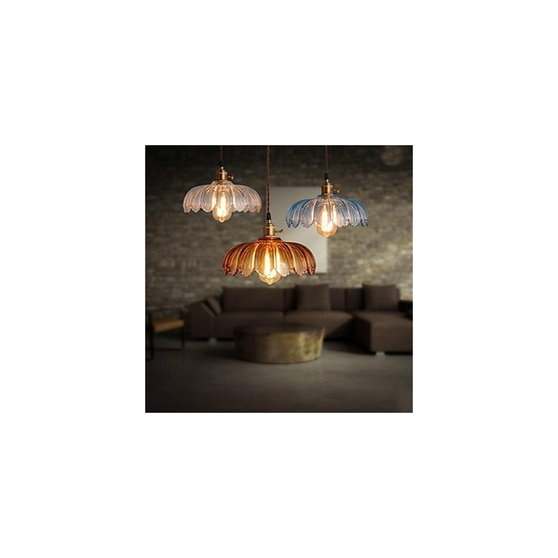 O lustre de vidro florido Retro Old Shanghai com tampa de cobre