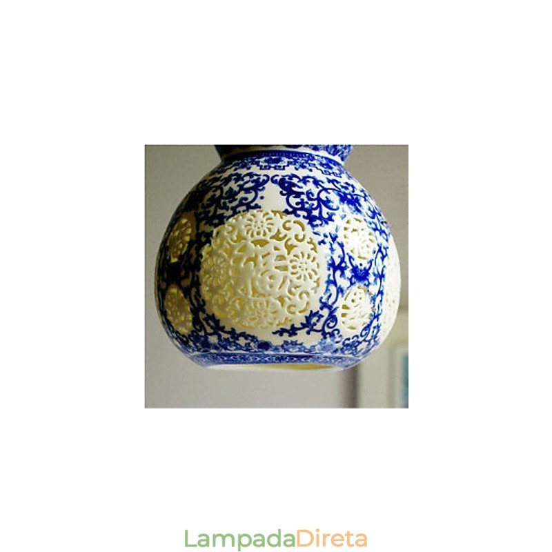 Lâmpada de cerâmica retrô lâmpada escada azul lustre de cabeça única criativo