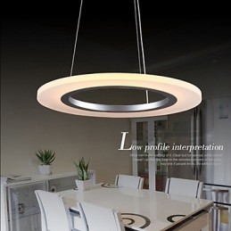 Luminária pendente redonda de teto, lustre de acrílico leitoso com anel único