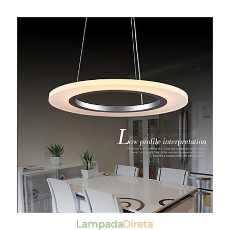 Luminária pendente redonda de teto, lustre de acrílico leitoso com anel único Luminária pendente redonda de teto, lustre de acrílico leitoso com anel único
