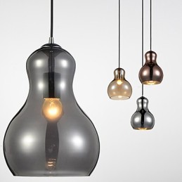 Luminária pendente em formato de cabaça 1 luz Modern Simplicity Dourado Cromado Ouro Rosa Âmbar Cinza Fumê Vidro e Aço Carbono