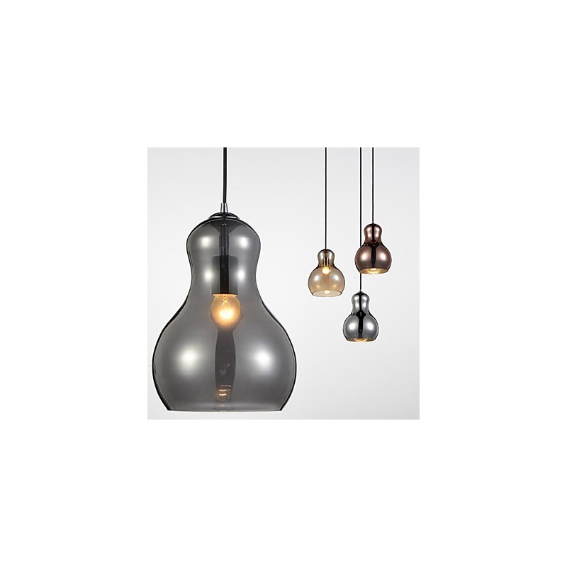 Luminária pendente em formato de cabaça 1 luz Modern Simplicity Dourado Cromado Ouro Rosa Âmbar Cinza Fumê Vidro e Aço Carbono