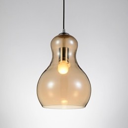 Luminária pendente em formato de cabaça 1 luz Modern Simplicity Dourado Cromado Ouro Rosa Âmbar Cinza Fumê Vidro e Aço Carbono