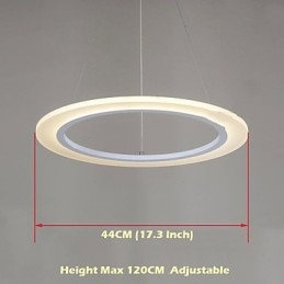 Luminária pendente redonda de teto, lustre de acrílico leitoso com anel único