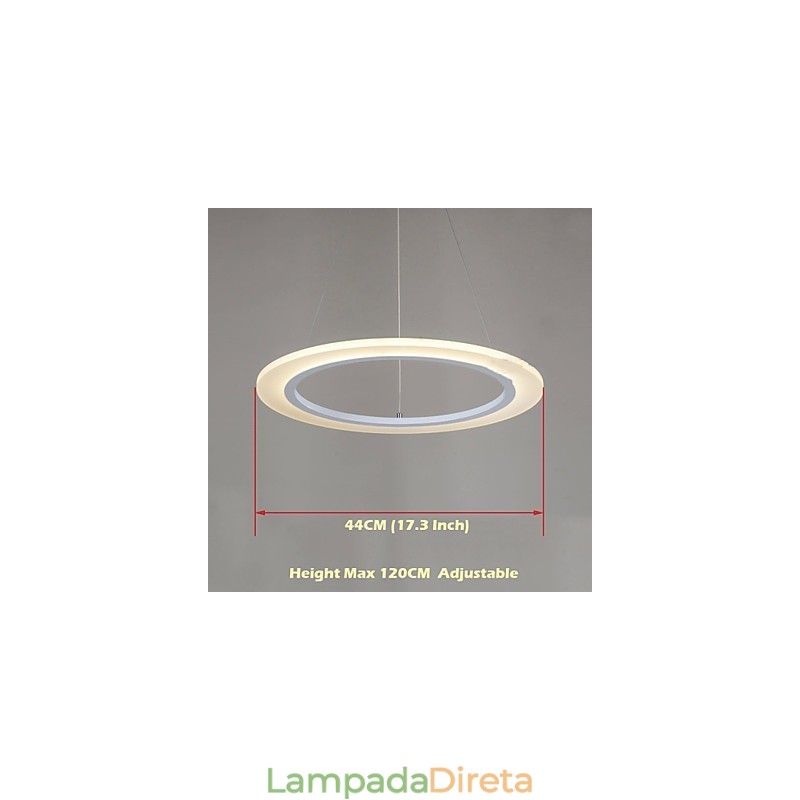 Luminária pendente redonda de teto, lustre de acrílico leitoso com anel único