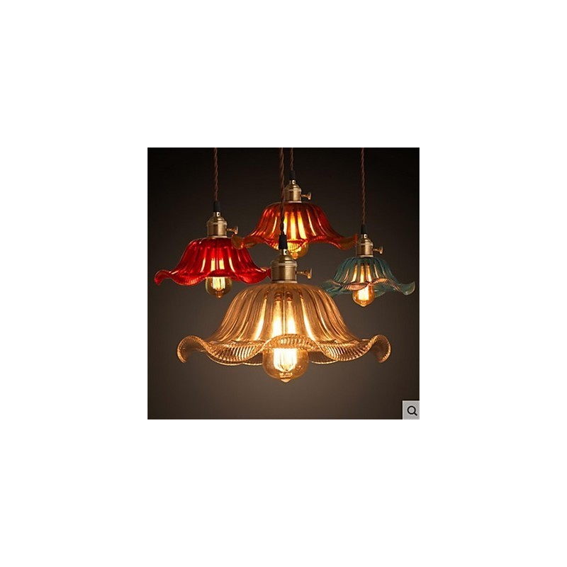O lustre de vidro florido retrô Shanghai com tampa de cobre