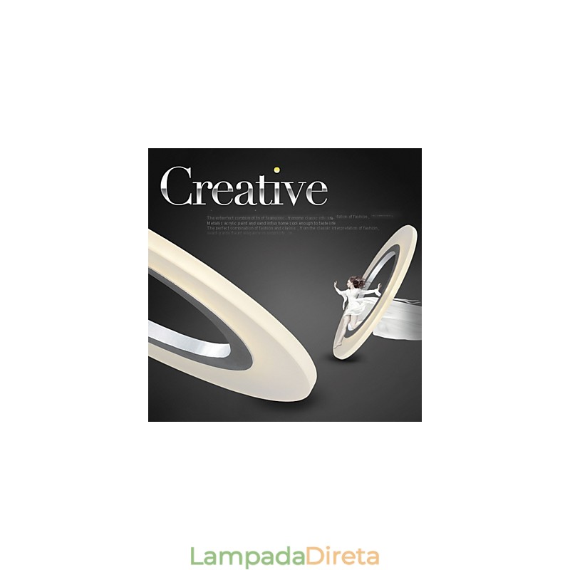 Luminária pendente redonda de teto, lustre de acrílico leitoso com anel único