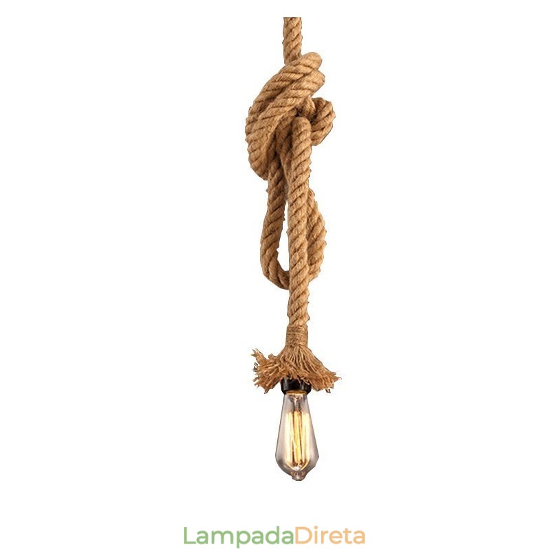 1 Luz DIY Arte Corda de Cânhamo Luz Criativa Corda de Cânhamo Lustre Longo 100cm Enviar 1 Lâmpada