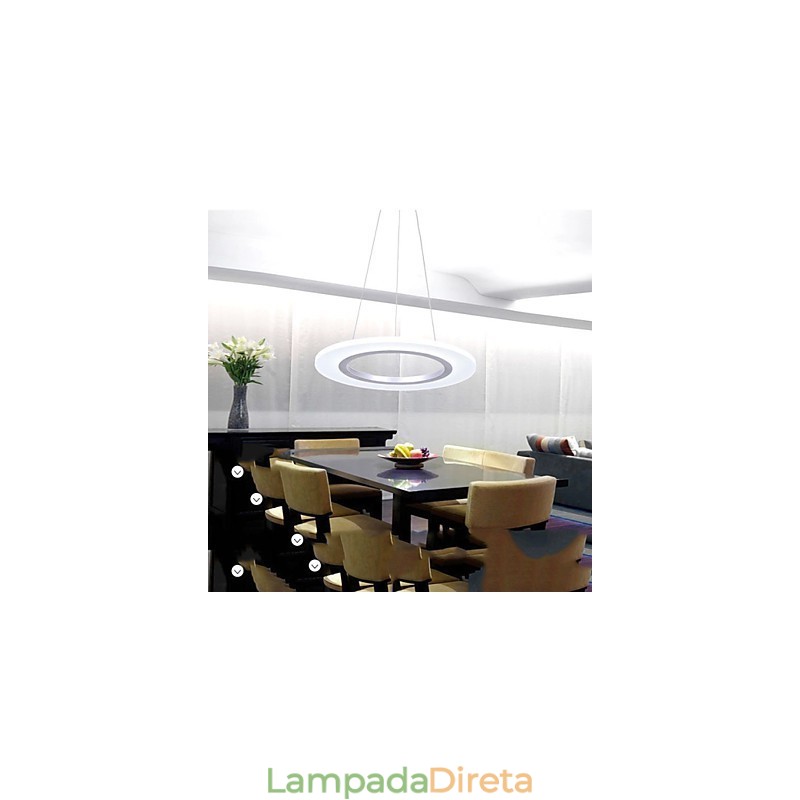 Luminária pendente redonda de teto, lustre de acrílico leitoso com anel único