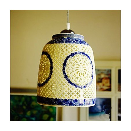 Lâmpada de cerâmica retrô lâmpada escada azul lustre de cabeça única criativo Lâmpada de cerâmica retrô lâmpada escada azul lustre de cabeça única criativo