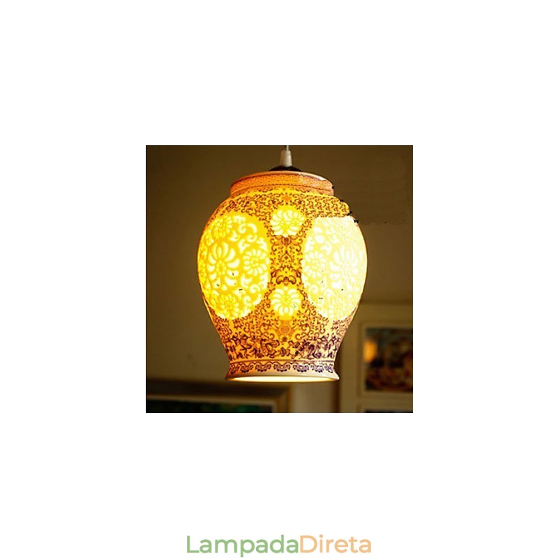 Lâmpada de cerâmica retrô lâmpada escada azul lustre de cabeça única criativo