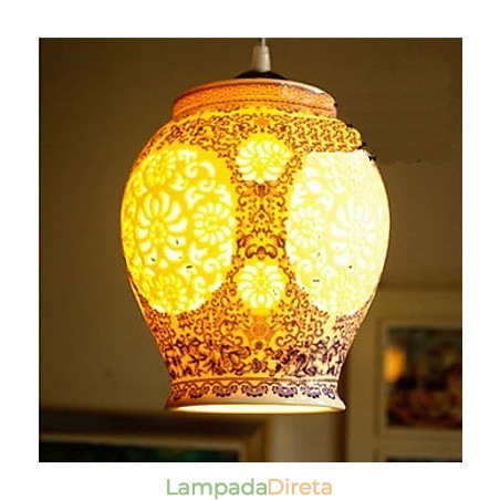 Lâmpada de cerâmica retrô lâmpada escada azul lustre de cabeça única criativo Lâmpada de cerâmica retrô lâmpada escada azul lustre de cabeça única criativo