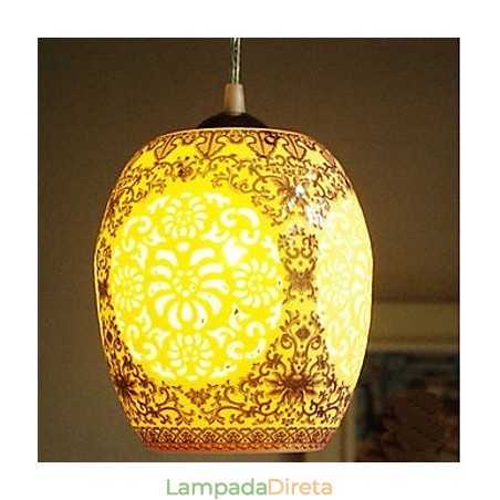 Lâmpada de cerâmica retrô lâmpada escada azul lustre de cabeça única criativo Lâmpada de cerâmica retrô lâmpada escada azul lustre de cabeça única criativo