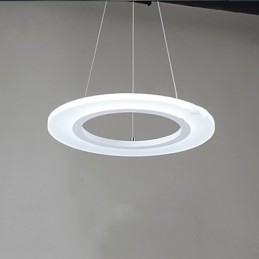 Luminária pendente redonda de teto, lustre de acrílico leitoso com anel único
