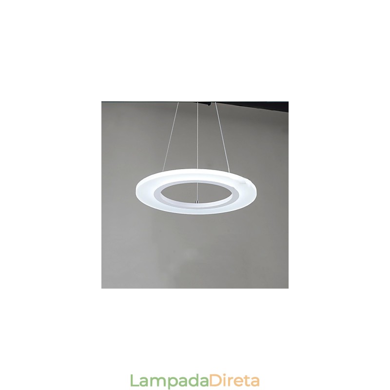 Luminária pendente redonda de teto, lustre de acrílico leitoso com anel único