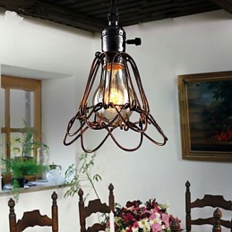 American Country Industrial Wind Lamp Retro Pequeno Lustre Gaiola de Ferro