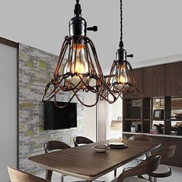 American Country Industrial Wind Lamp Retro Pequeno Lustre Gaiola de Ferro