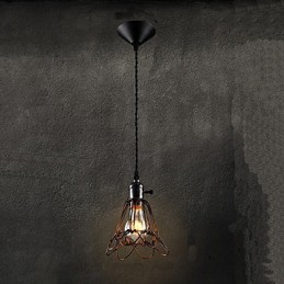 American Country Industrial Wind Lamp Retro Pequeno Lustre Gaiola de Ferro