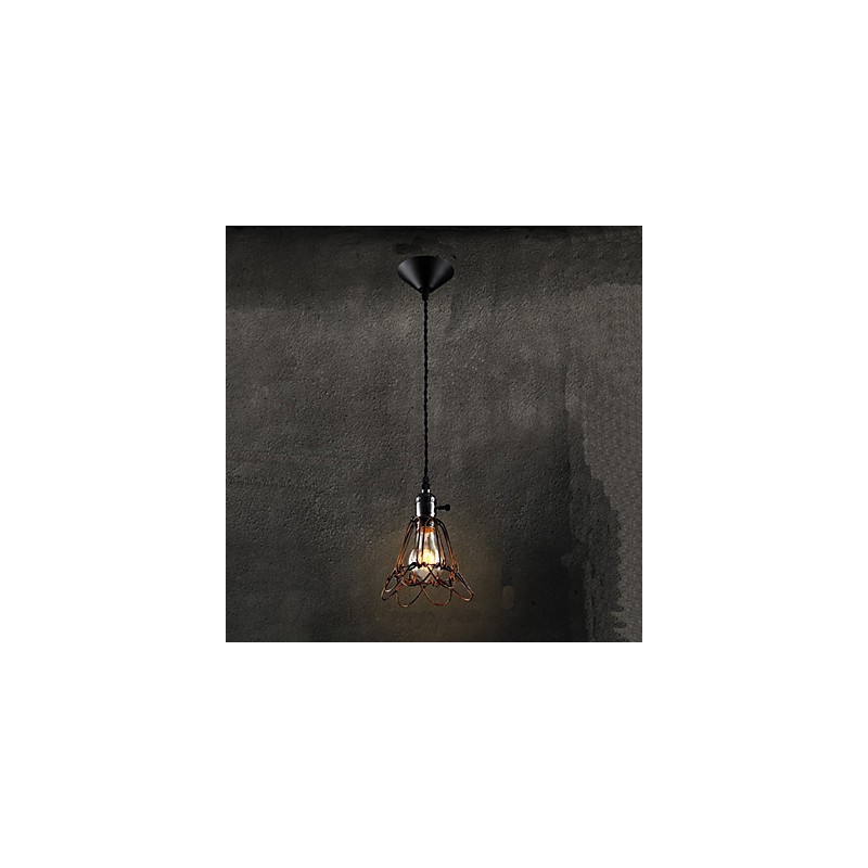 American Country Industrial Wind Lamp Retro Pequeno Lustre Gaiola de Ferro