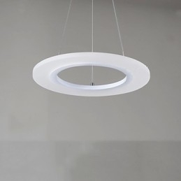 Luminária pendente redonda de teto, lustre de acrílico leitoso com anel único