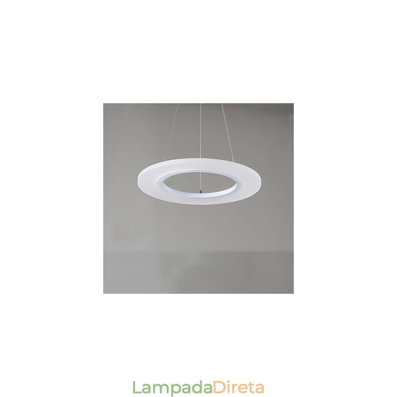 Luminária pendente redonda de teto, lustre de acrílico leitoso com anel único