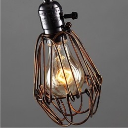 American Country Industrial Wind Lamp Retro Pequeno Lustre Gaiola de Ferro