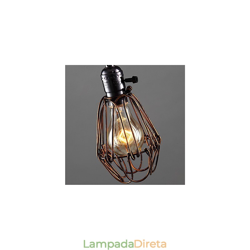 American Country Industrial Wind Lamp Retro Pequeno Lustre Gaiola de Ferro