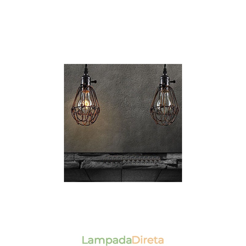 American Country Industrial Wind Lamp Retro Pequeno Lustre Gaiola de Ferro