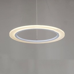 Luminária pendente redonda de teto, lustre de acrílico leitoso com anel único