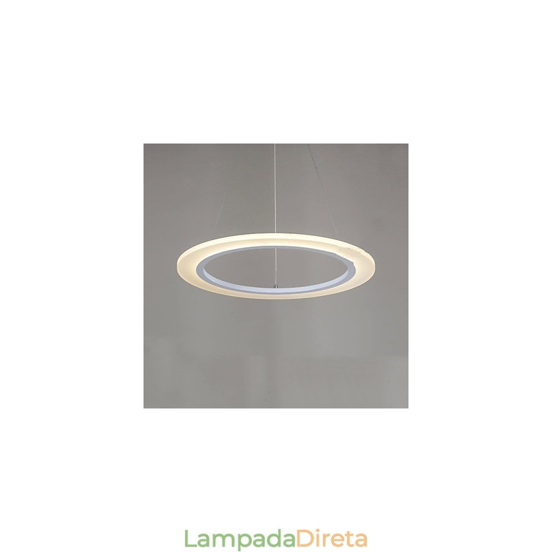 Luminária pendente redonda de teto, lustre de acrílico leitoso com anel único