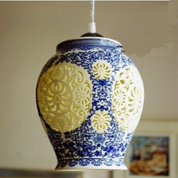 Lâmpada de cerâmica retrô lâmpada escada azul lustre de cabeça única criativo