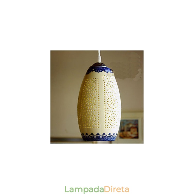 Lâmpada de cerâmica retrô lâmpada escada azul lustre de cabeça única criativo