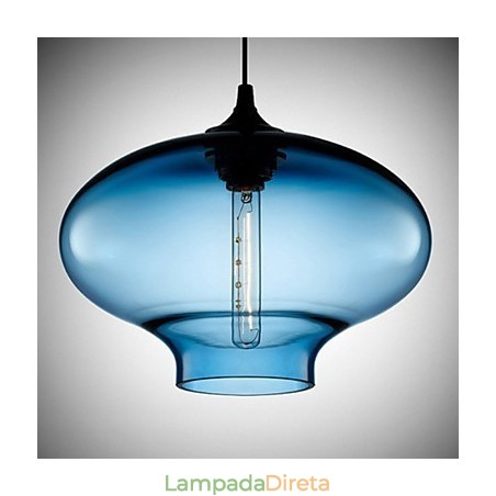 1 Luz Moderna de Vidro Branco e Azul Transparente Pendente Luz 1 Luz Moderna de Vidro Branco e Azul Transparente Pendente Luz