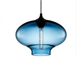 1 Luz Moderna de Vidro Branco e Azul Transparente Pendente Luz