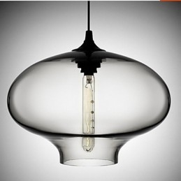 1 Luz Moderna de Vidro Branco e Azul Transparente Pendente Luz
