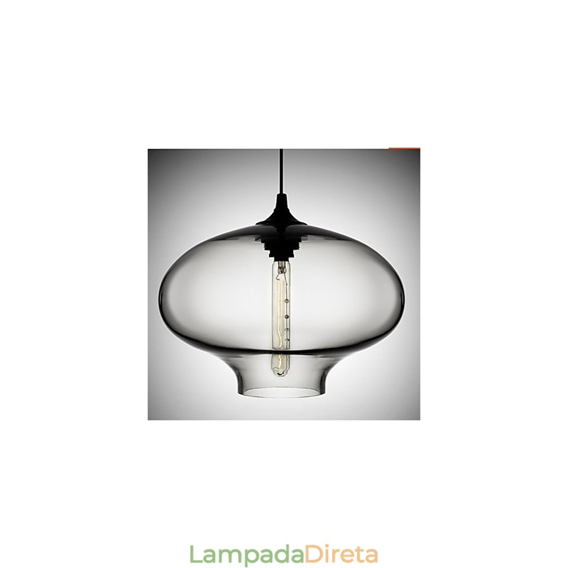 1 Luz Moderna de Vidro Branco e Azul Transparente Pendente Luz