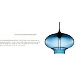 1 Luz Moderna de Vidro Branco e Azul Transparente Pendente Luz